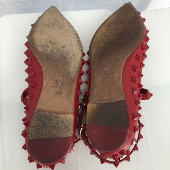 Valentino Red Rockstud Fully Studded Caged Pointed Toe Flats 37.5 - Picture 2 of 7